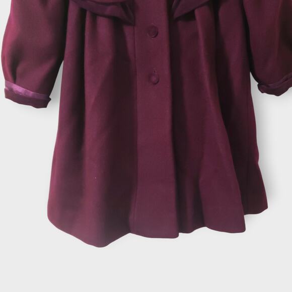 Vtg Rothschild Girl Wool Victorian Capelet Coat Wine Purple Sz 4T Holiday Church - Picture 4 of 16